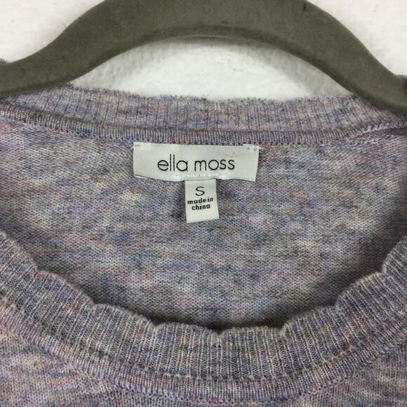 Anthropologie Ella Moss Maggie Heather Grey Puff Sleeve Knit Sweater Small - Picture 5 of 13